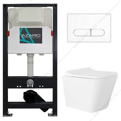 00105017 Сет: Инсталляция AZARIO NEW 3/6л + Унитаз безободковый Azario Teramo, сиденье микролифт + Клавиша смыва, белая глянц. AZ-501A+AZ-0052+AZ-004.01 AZARIO (Россия/Китай) купить в Тюмени (Ван Саныч™)