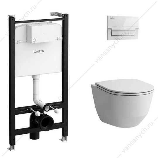 ПЭК PRO LAUFEN унитаз безободковый смыв Rimless, инсталляция, сиденье микролифт, быстросъем, клавиша смыва белая Z.RU93.0.761.6 LAUFEN (Швейцария) купить в Тюмени (Ван Саныч™)