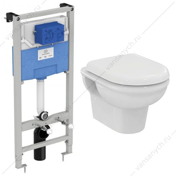 Комплект 3 в 1 Инсталляция R020467+Унитаз безободковый EXACTO Rimless R002601+ сидение с микролифтом Ideal Standard (Бельгия) купить в Тюмени (Ван Саныч™)
