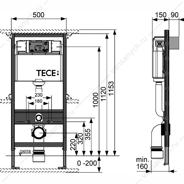 Система инсталляции для унитазов TECE Base K400626 4 в 1 с кнопкой смыва TECE (Германия) купить в Тюмени (Ван Саныч™)
